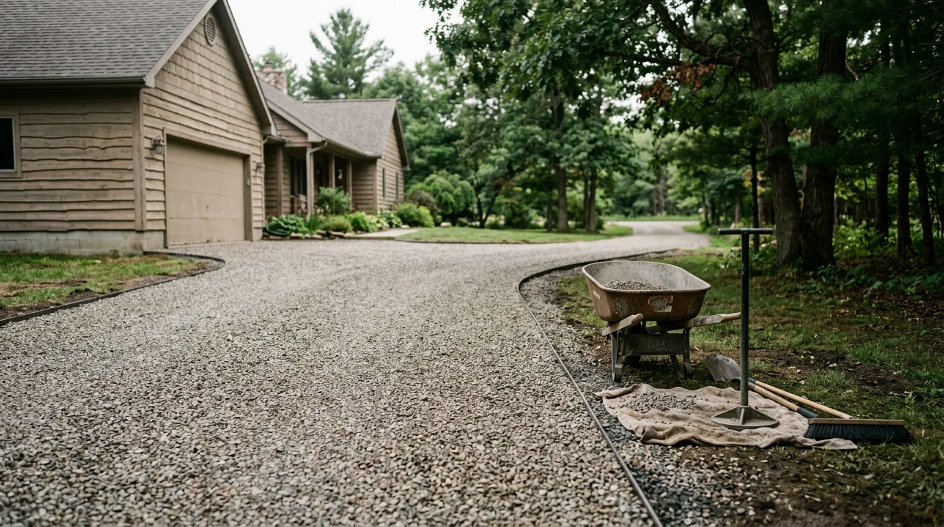 Stone driveway installation and restoration work