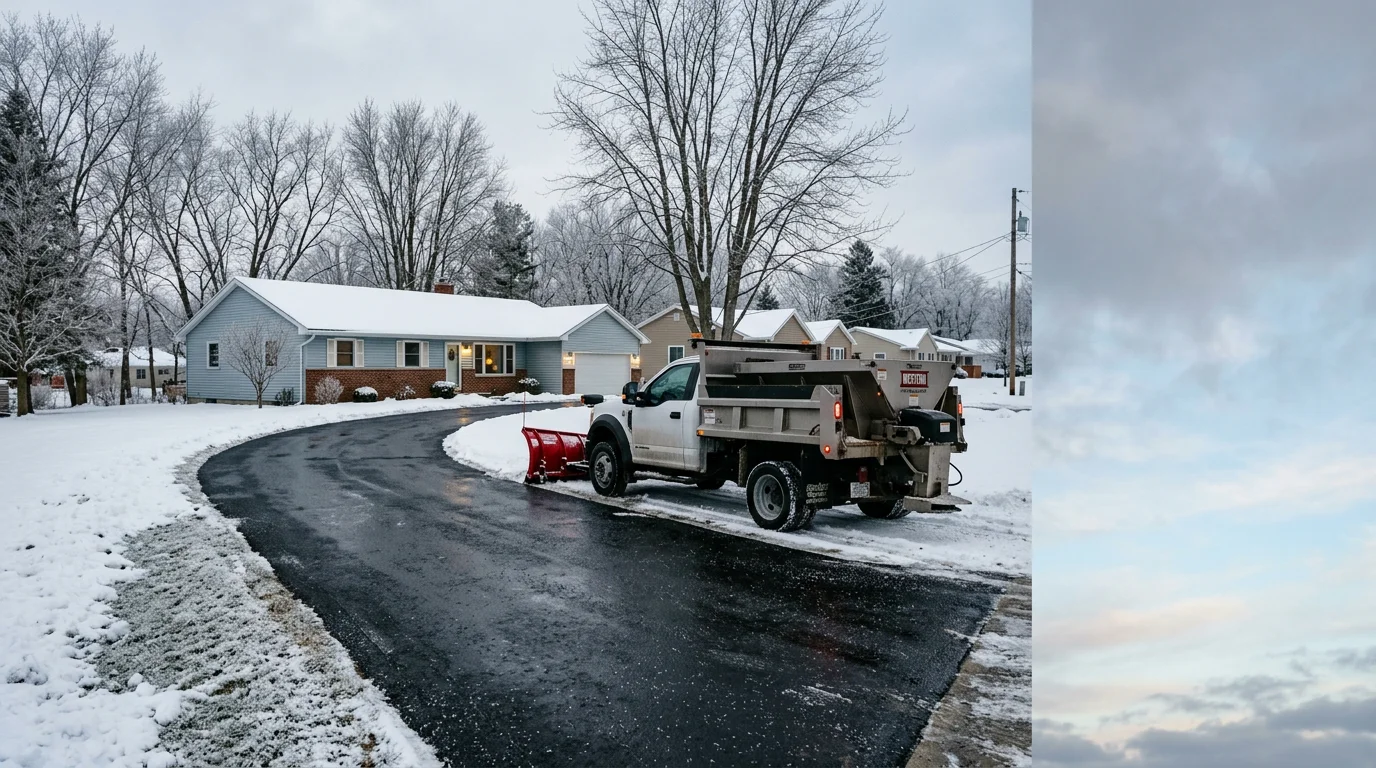 Snow removal and salting services for driveways and parking areas
